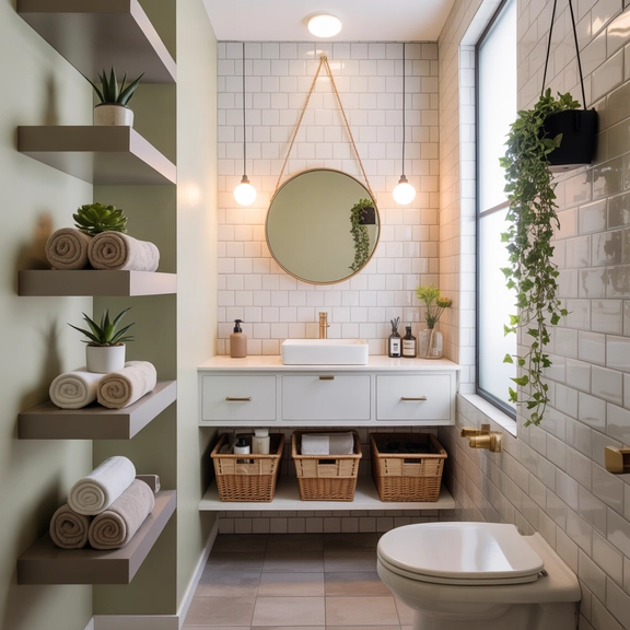 Bathroom storage ideas for small bathrooms with floating shelves