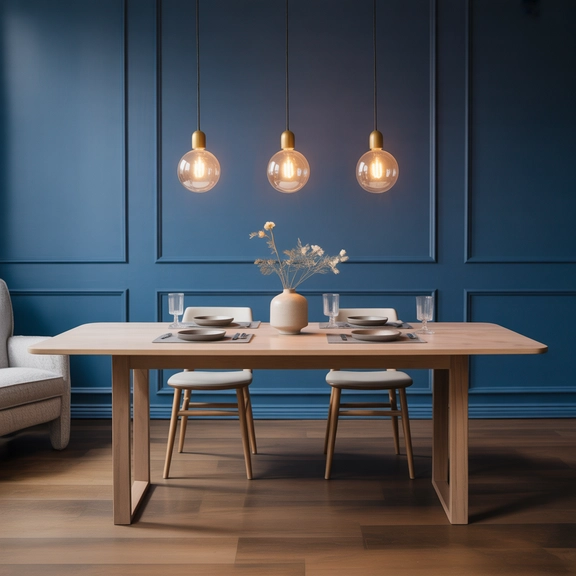 dining room wall design with bold paint and textures
