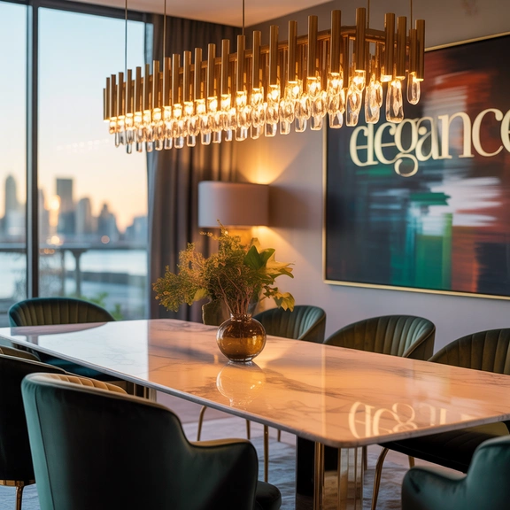 luxury modern dining room design with marble table