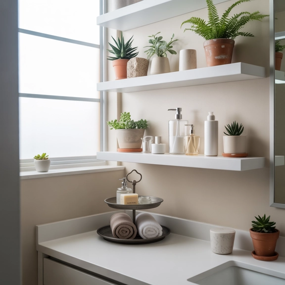 Tiered tray for countertop storage and toiletries