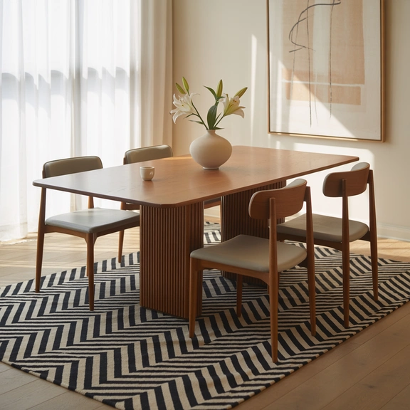 geometric rug dining room idea