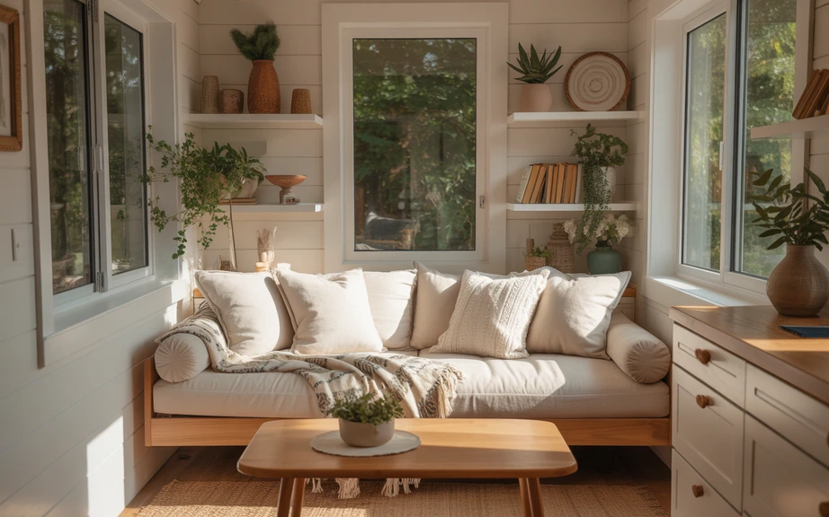 08 Cozy tiny house interior bright and space efficient design compact sofa with result