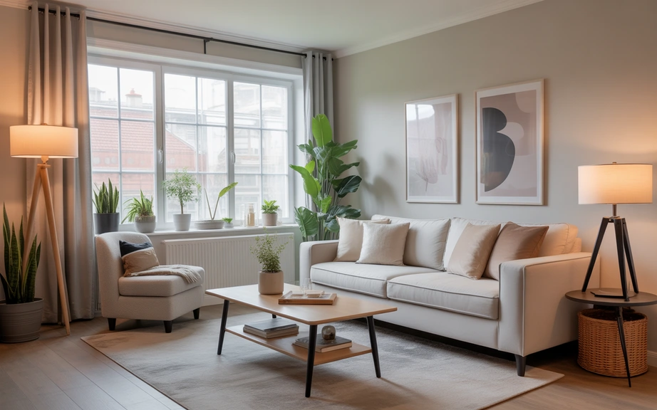1 Modern living room interior cozy yet functional design neutral color palette with soft beig result