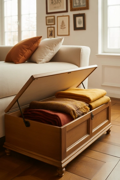 Hidden Storage Bench with Cushion Top