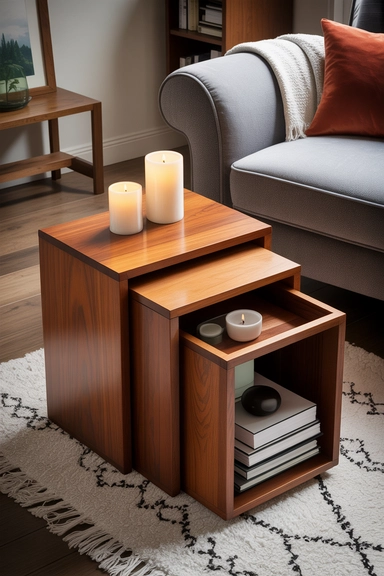Nesting Tables with Hidden Storage Compartments