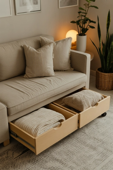 Under-Sofa Rolling Drawers