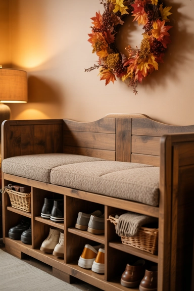 Multi-Compartment Storage Bench with Shoe Cubby