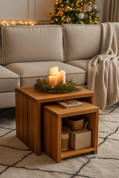 Nesting Tables with Storage Compartments