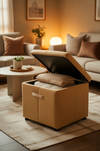 Upholstered Storage Cube with Removable Lid