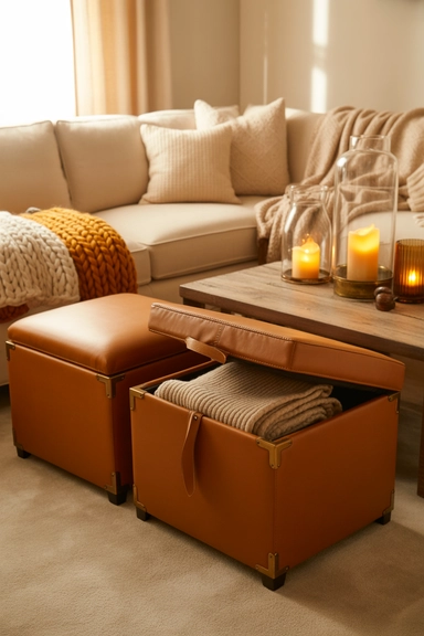 Stylish Storage Ottomans for Cozy Fall Living Rooms