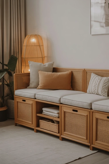 Modular Storage Benches with Natural Textures