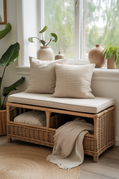 Integrate Storage Benches with Woven Texture
