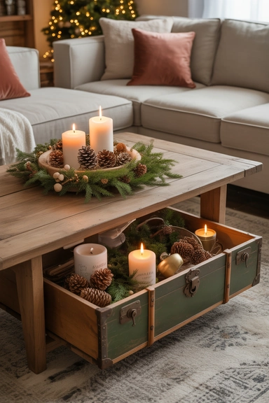Use Decorative Trunks for Under-Table Storage