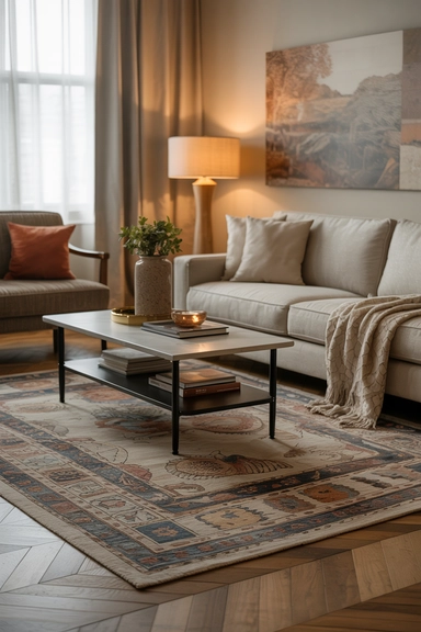  Use Area Rugs to Anchor Warmth