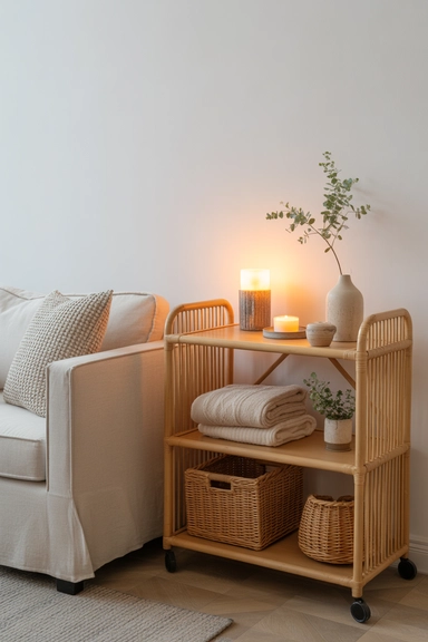 Utilize Rolling Storage Carts in Natural Materials