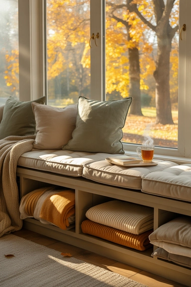  Integrate Built-In Window Seat Storage for Cozy Autumn Nooks