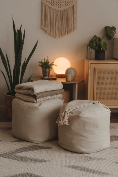  Add Storage Poufs with Removable Tops