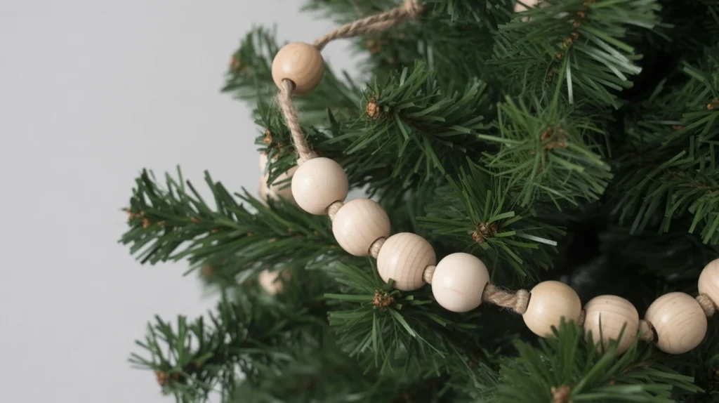 “rustic wooden bead ornaments for DIY Christmas tree decoration