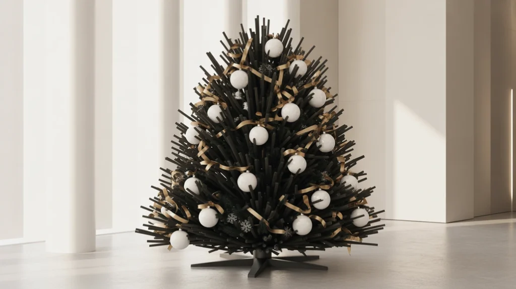 modern christmas color palette with black, white, and gold tones for chic minimalist holiday decor.