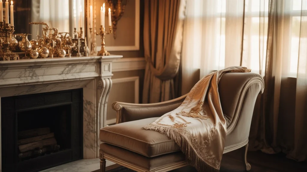 Gold and silver metallic accents adding subtle glam to Christmas living room ideas