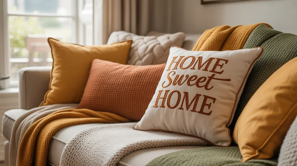 terracotta pots and clay vases in cozy natural living room