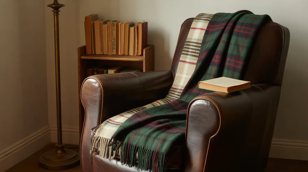 Cozy moody bedroom with a reading corner featuring dark tones and soft light.