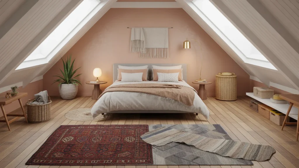 decorative-rugs-floor-textiles-attic-bedroom – attic bedroom ideas with decorative rugs and textured floor textiles
