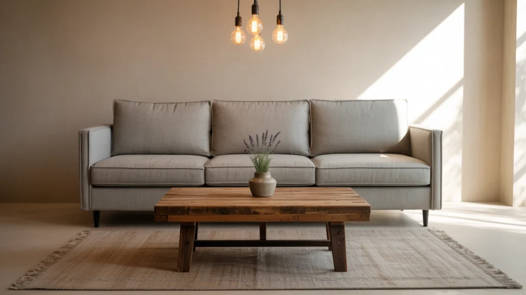 poufs and floor cushions in layered cozy seating area