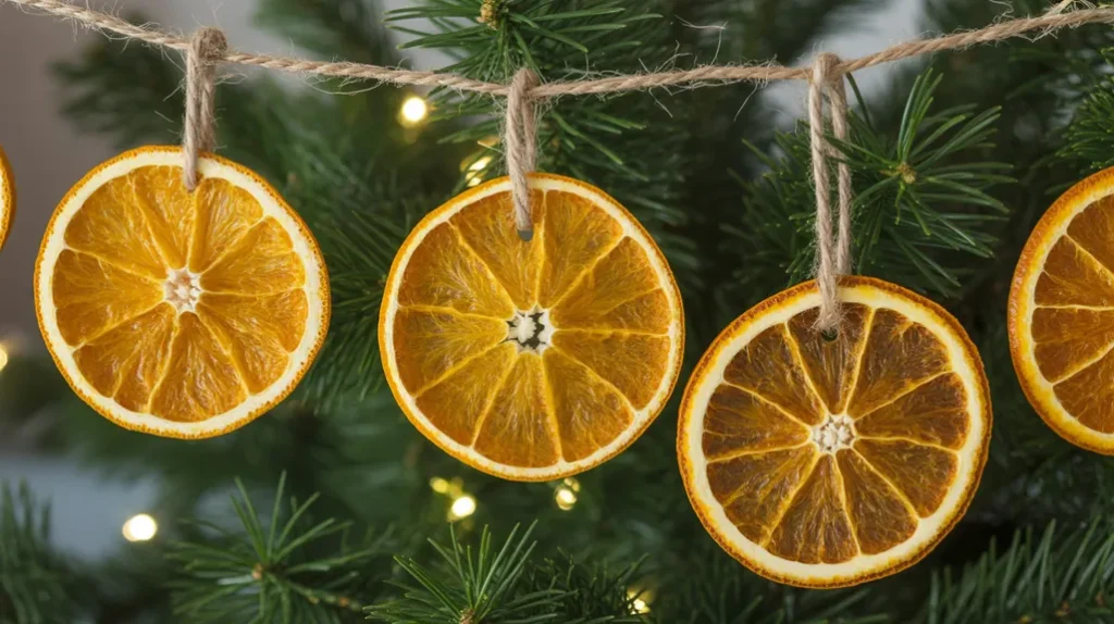 “dried orange slice ornaments for natural Christmas tree decor”