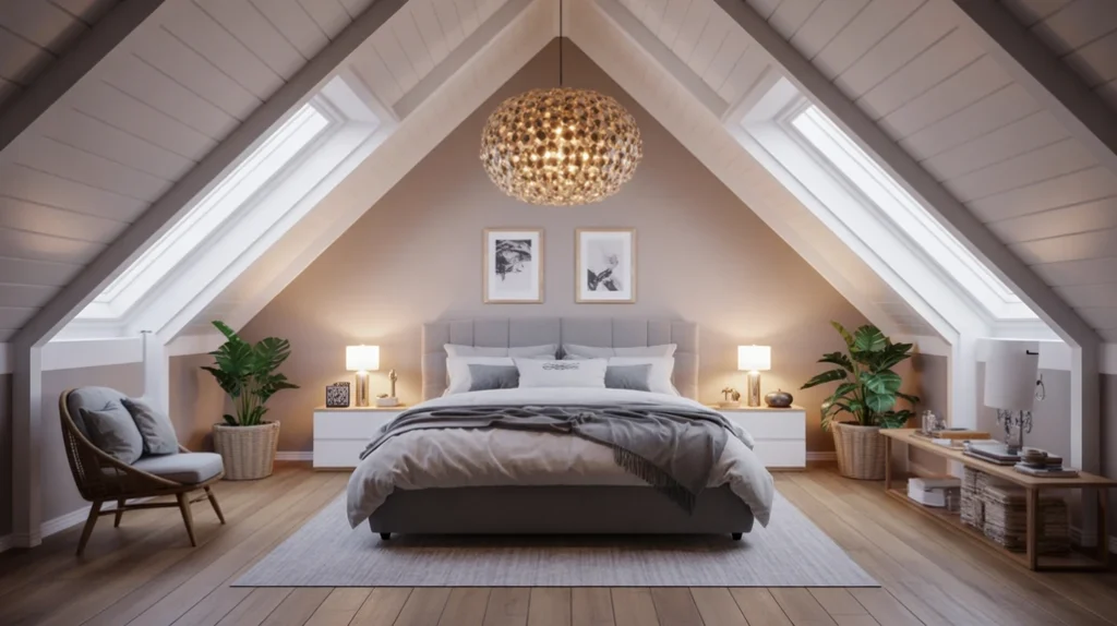 overall-dreamy-attic-bedroom-scene – complete attic bedroom ideas combining style, comfort, and functionality