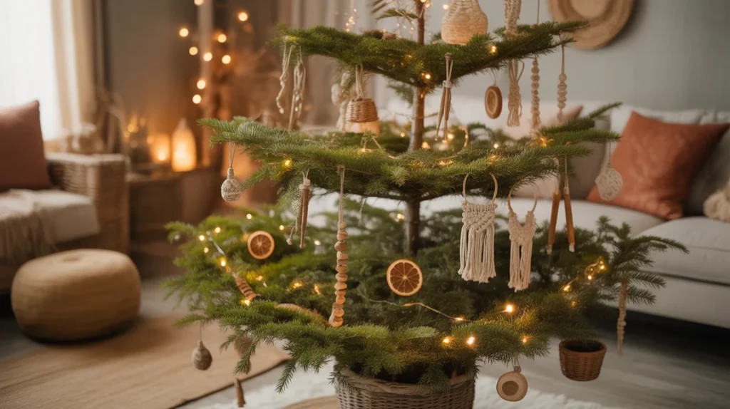 Organic and imperfect boho Christmas tree ideas
