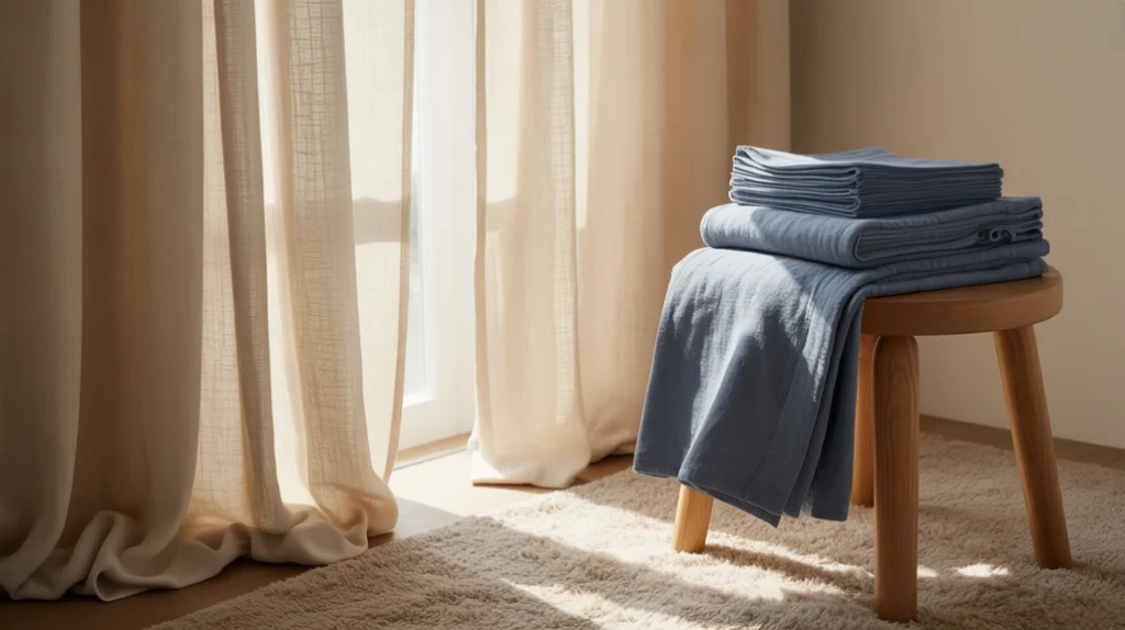 neutral-textures-navy-bedroom-idea → Neutral textures balanced with navy blue bedroom ideas for a cozy look