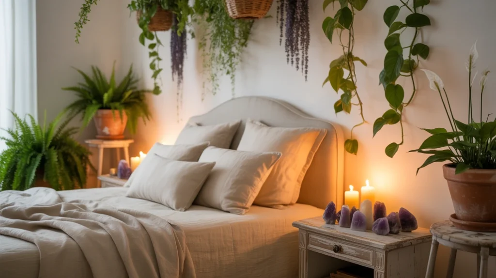 Plants and herbs bringing natural energy to witchy decor.