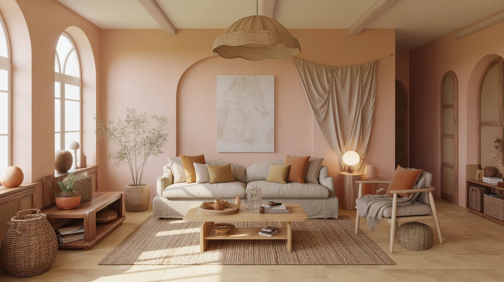 “cozy earthy living room decor ideas with natural textures and warm tones