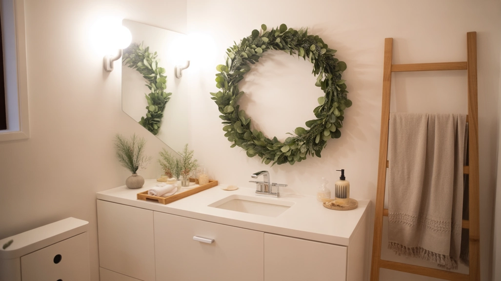 blue and silver christmas bathroom decor ideas with icy accents and modern winter styling