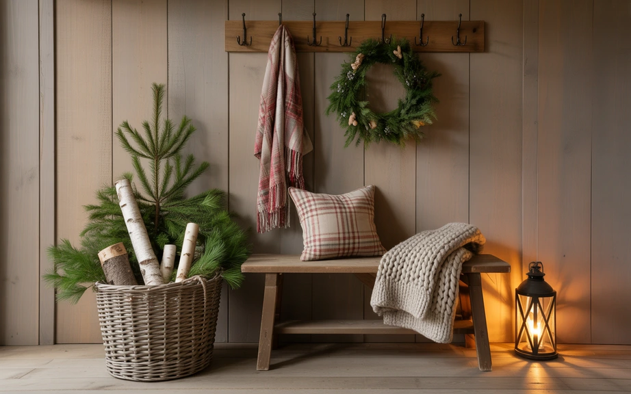 1. A Welcoming Farmhouse Christmas Entryway
