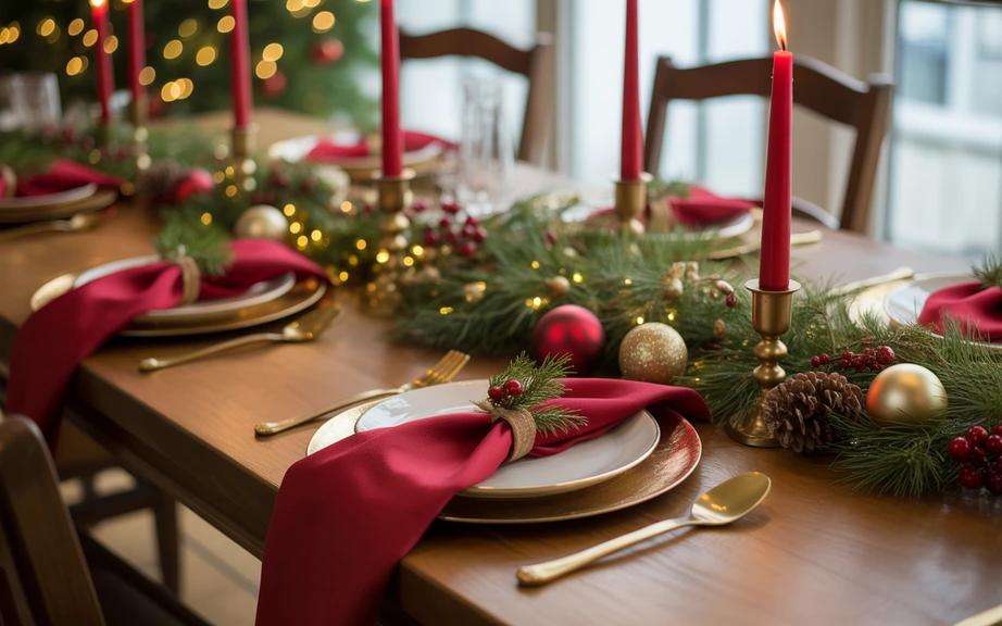 Classic Red and Green Christmas Tablescape