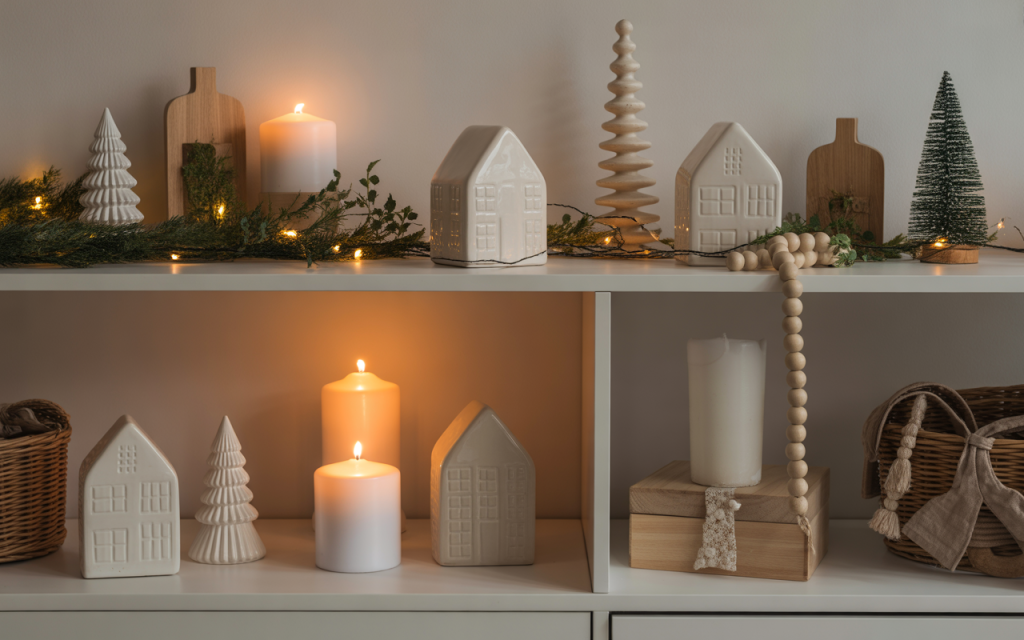 Add Christmas Accents to Shelves and Console Tables