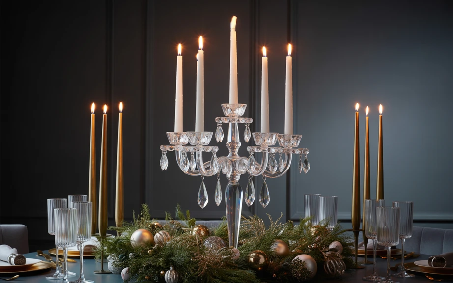 Crystal Candelabra Christmas Centerpiece
