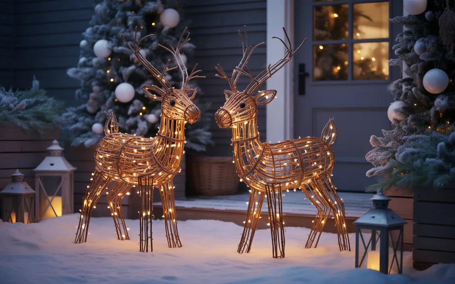 Glowing Grapevine Reindeer Displays