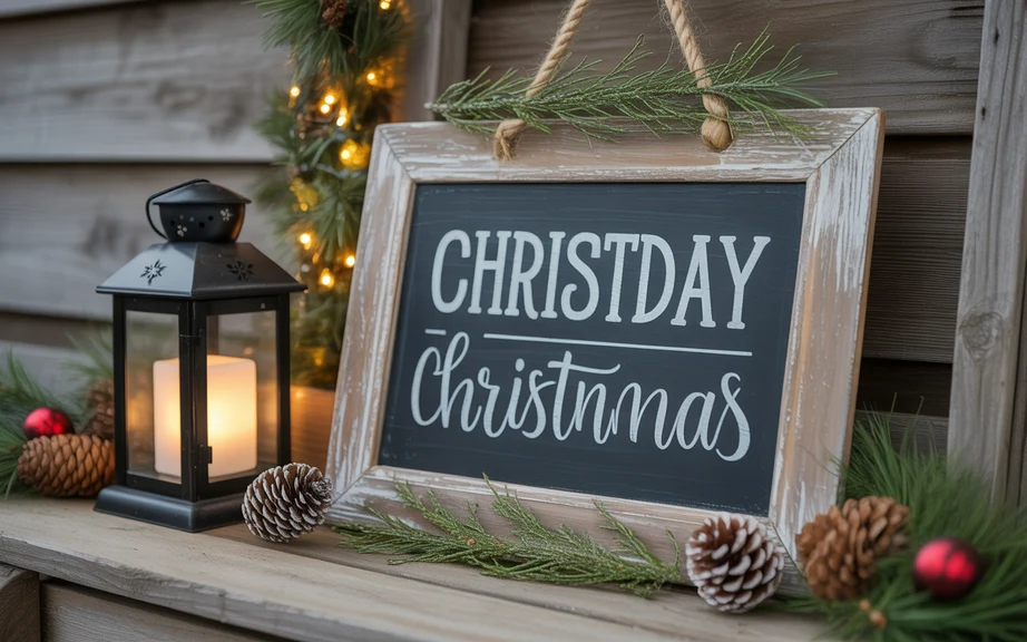 Rustic Chalkboard Holiday Sign