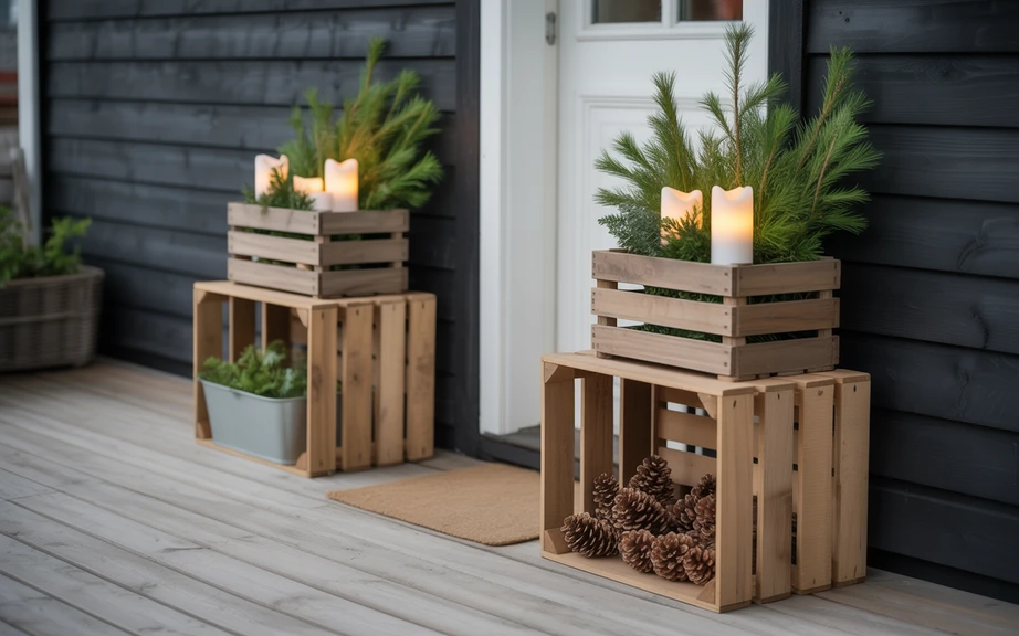 Wooden Crates Styled with Simple Seasonal Decor