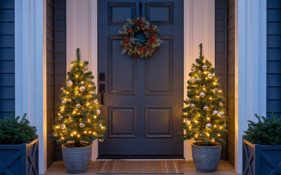 Mini Porch Christmas Tree Duo