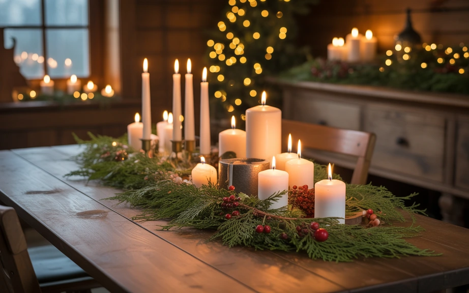 Rustic Candlelit Christmas Dining Table
