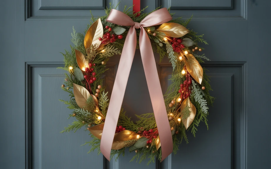 Classic Holiday Wreaths with Red and Gold Accents