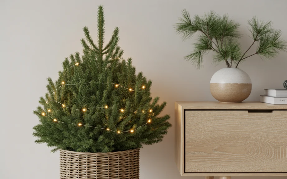 Mini Trees in Baskets and Simple Planters