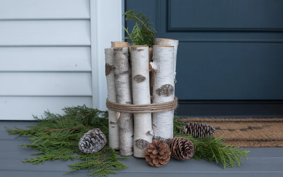 Birch Log Bundle with Greenery