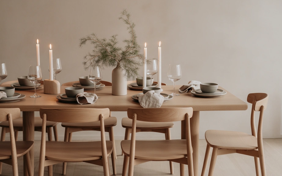 Light Wood Scandinavian Christmas Dining Furniture