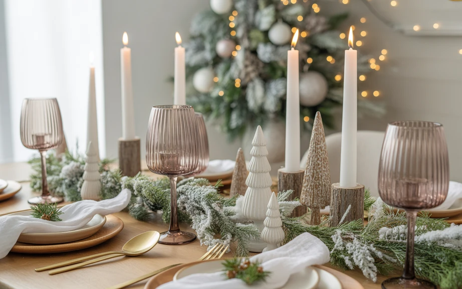 Snowy Woodland Theme Tablescape