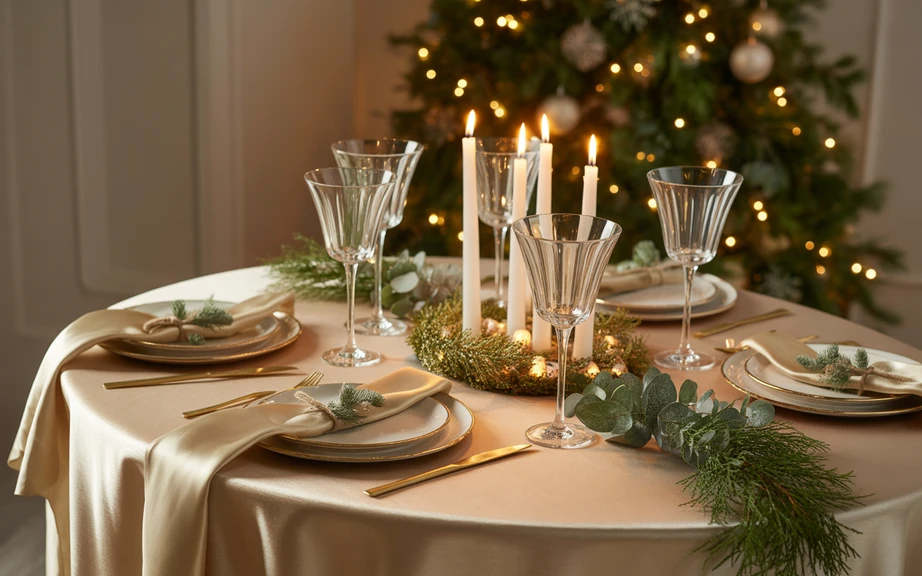 Champagne Metallic Christmas Table Theme